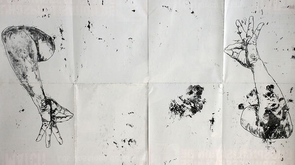 Thomas Ferrando – Ecce Homo, 2007, monotype sur affiche Paris-Match, 132 x 88 cm © Thomas Ferrando